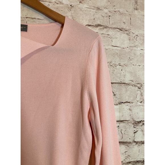 SML Design Top Womens Large Baby Pink Santana Knit Asymmetric Neckline‎ Stretch - Picture 5 of 13